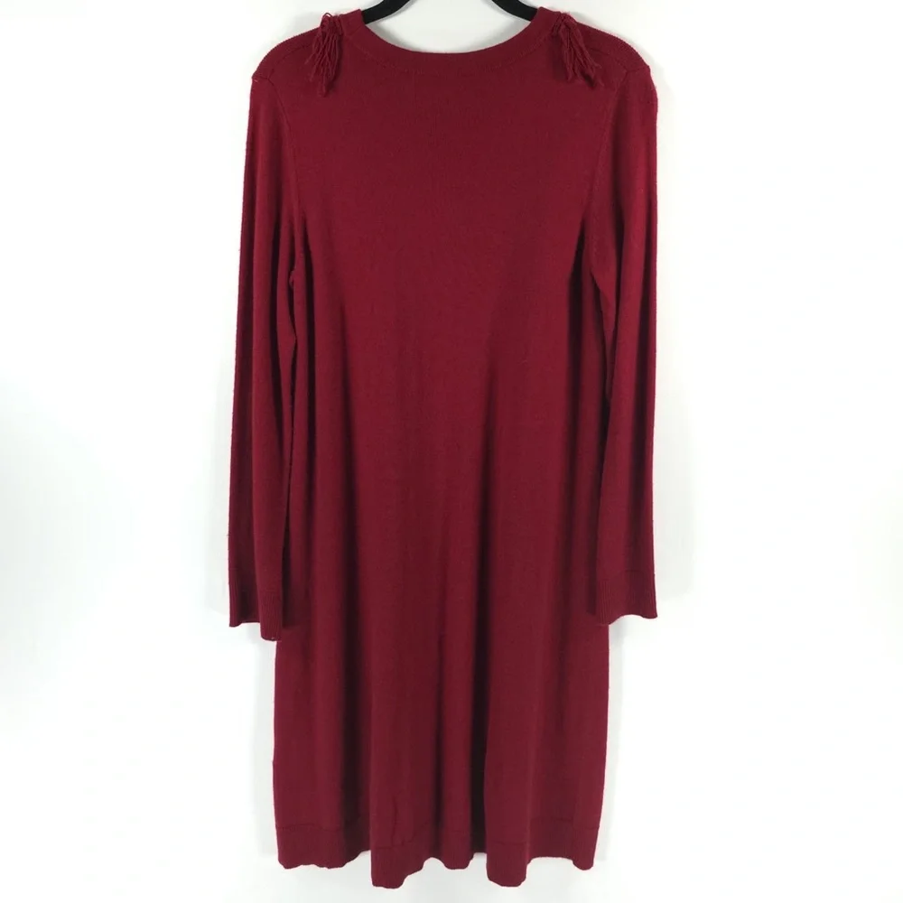 New Kate Spade New York WOOL Blend RussetRed Fringe Sweater Dress NJMU9336 SMALL